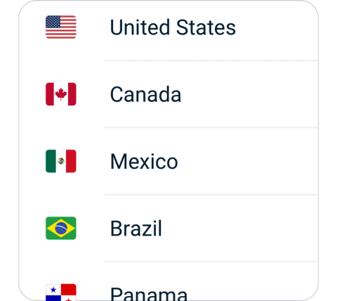 FireorangeVPN connect step 2, choose VPN server location